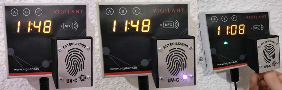 fichador biométrico - Desinfección automática por ultravioleta tipo-C - control horario - Vigilant